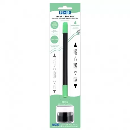 PME PE036 PME Brush & Fine Refillable Edible Pen with 8g Refill Jar - Light Green Edible Markers PME PE036 PME Brush & Fine Refillable Edible Pen with 8g Refill Jar - Light Green Edible Markers