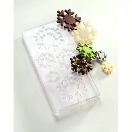 Chocolate World CW1770 Polycarbonate Snowstar / Snowflake Chocolate Mold - 5 Different Sizes - 1x5 Cavity - 275x135x24mm Holi... Chocolate World CW1770 Polycarbonate Snowstar / Snowflake Chocolate Mold - 5 Different Sizes - 1x5 Cavity - 275x135x24mm Holi...