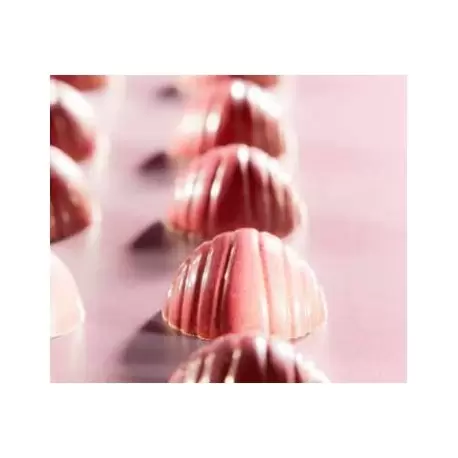 Polycarbonate Striped Hemisphere Half Sphere Chocolate Mold Ø 26.5 - 26.5 x 26.5 x 14 mm - 6gr - 3x7 Cavity - 275x135x24mm Polycarbonate Striped Hemisphere Half Sphere Chocolate Mold Ø 26.5 - 26.5 x 26.5 x 14 mm - 6gr - 3x7 Cavity - 275x135x24mm