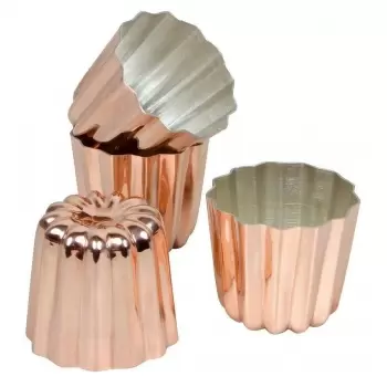 Matfer Bourgeat Cannele Copper Tin Lined Molds - 1 3/4, 1 3/4