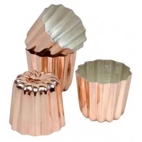 Matfer Bourgeat Cannele Copper Tin Lined Molds - 1 3/4, 1 3/4