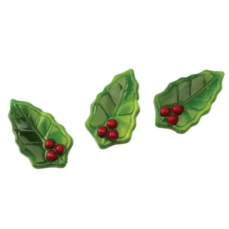Polycarbonate Holly Leaf Chocolate Mold - 57 x 32 x 10 mm - 6gr - 2x7 Cavity - 275x135x24mm Polycarbonate Holly Leaf Chocolate Mold - 57 x 32 x 10 mm - 6gr - 2x7 Cavity - 275x135x24mm