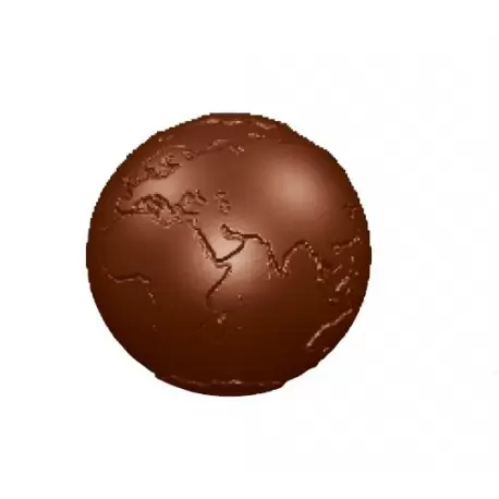 Chocolate World CW1648 Polycarbonate Globe with Map Sphere Chocolate Mold - Ø50 mm - 50 x 50 x 25 mm - 38gr - 2x4 Cavity - Do...