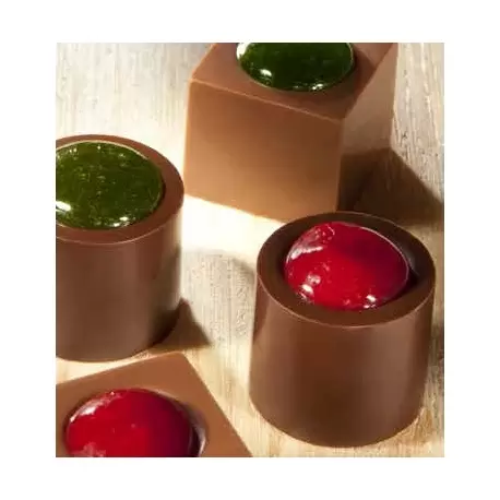 Chocolate World CW1694 Polycarbonate Cylinder Indent Chocolate Mold - 22.5 x 22.5 x 20 mm - 9gr - 4x8 Cavity - 275x135x24mm M... Chocolate World CW1694 Polycarbonate Cylinder Indent Chocolate Mold - 22.5 x 22.5 x 20 mm - 9gr - 4x8 Cavity - 275x135x24mm M...