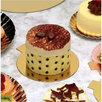 Round Monoportion Double Sided Gold / Black Cake Board - 8 cm - 3 1/8'' - 200 pcs