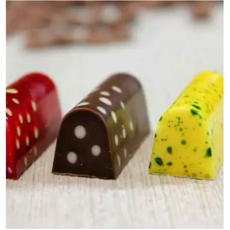 Chocolat Form CF0614 Polycarbonate Chocolate Mold 40 x 15.50 x 16 mm - 2x8 Cavity - 9gr Modern Shaped Molds Chocolat Form CF0614 Polycarbonate Chocolate Mold 40 x 15.50 x 16 mm - 2x8 Cavity - 9gr Modern Shaped Molds