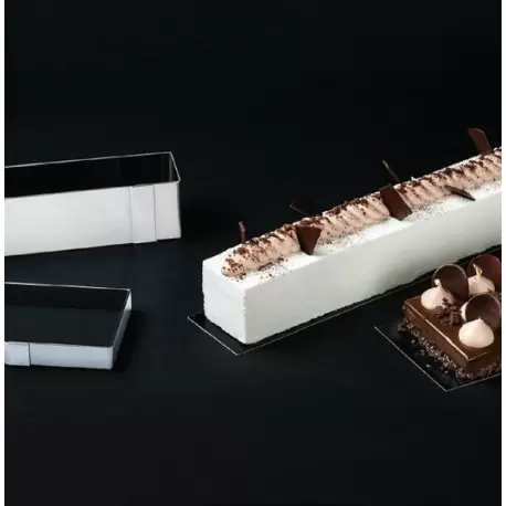 Matfer Bourgeat Stainless Steel Rectangular Long Log Pastry Frame - 22x 3 1/2x 1 1/2