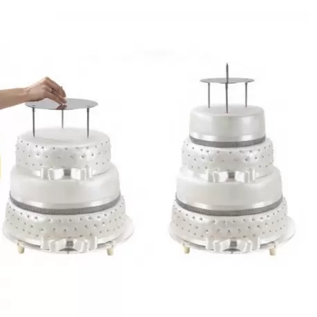 Stainless Steel French Style Wedding Cake Display - 3 Trays for 4 Levels Cakes - 28/22/14 cm - Mallard Ferriere