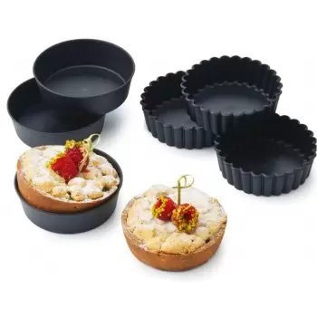 Matfer Bourgeat Exoglass® Individual Deep Fluted Tartlet Mold - Ø 4" x 1 1/4''- Pack of 12