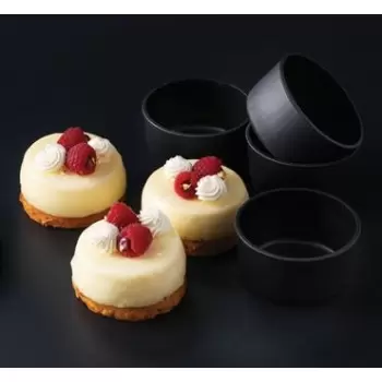 Matfer Bourgeat Exoglass® Individual Ramekin Cheesecake Mold - Ø 3 1/8x 1 1/2 - 4Oz. - Pack of 6