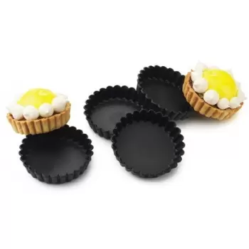 Matfer Bourgeat Exoglass® Fluted Round Tartlet Molds - Ø 3 1/6'' x 1/3'' - Pack of 12