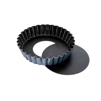 Matfer Bourgeat Exopan® Steel Non-Stick Fluted Sponge Cake Mold With Removable Bottom - Ø 4 3/4", H 3/4"