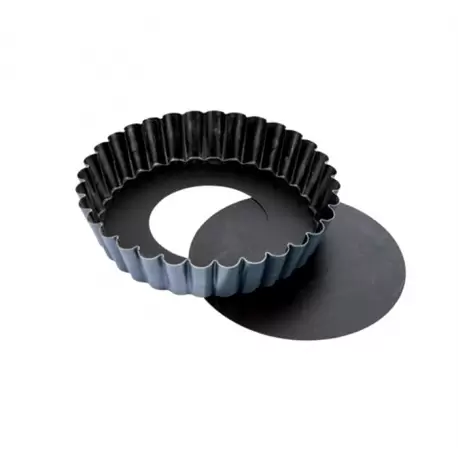 Matfer Bourgeat Exopan® Steel Non-Stick Fluted Sponge Cake Mold With Removable Bottom - Ø 4 3/4", H 3/4" Matfer Bourgeat Exopan® Steel Non-Stick Fluted Sponge Cake Mold With Removable Bottom - Ø 4 3/4", H 3/4"