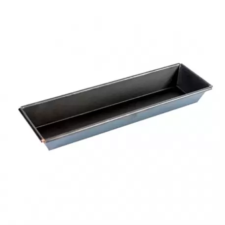 Matfer Bourgeat Exopan® Steel Non-Stick Rectangular Nanterre Flared Brioche Mold - L 9 7/8", W 3 1/3", H1 1/2"