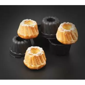Matfer Bourgeat Exopan Steel Non-Stick Mini Kughelhof Mold - Set of 6 - Ø 3 3/4 x 2 1/2
