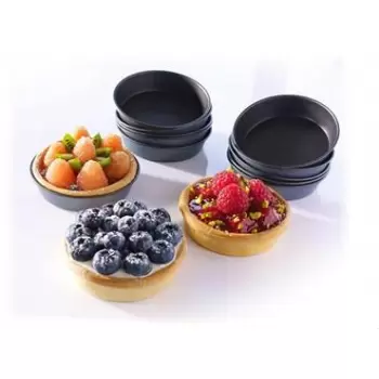 Matfer Bourgeat Exopan® Steel Non-Stick Cake Or Quiche Mold - Ø3 1/2x 3/4 - Pack of 12
