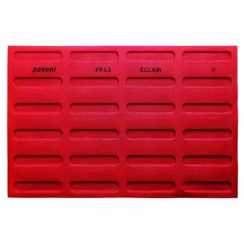 Pavoni FF13 Pavoni Microperforated Eclair Silicone Mat for Bread and Viennsoiseries - 600 mm x 400 mm - 24 Indents - 125x25x5...