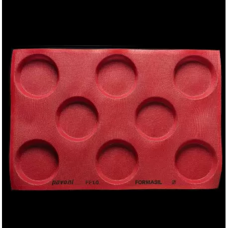 Pavoni Microperforated Silicone Mold for Bread and Viennoiseries - Deep Round Molds Ø 120 x 30 mm - 600 mm x 400 mm - 8 Indent