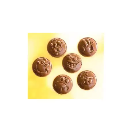 Chocolate World CW1531 Polycarbonate Smile Emoji Faces Chocolate Mold - 35 x 35 x 7 mm - 5.8gr - 3x6 Cavity - 275x135x24mm Th... Chocolate World CW1531 Polycarbonate Smile Emoji Faces Chocolate Mold - 35 x 35 x 7 mm - 5.8gr - 3x6 Cavity - 275x135x24mm Th...
