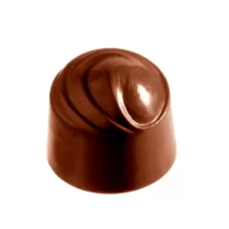 Polycarbonate Swirled Round Cherry Praline Chocolate Mold - 28 x 28 x 24 mm - 13gr - 5x8 Cavity - 275x175x24mm - Chocolate World