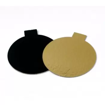 Round Monoportion Double Sided Gold / Black Cake Board - 9 cm - 3.5'' - 200 pcs