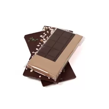 Chocolate Tablet Bar Frame Packaging with Plastic insert - 76 x 158 x 10 mm - Kraft - Pack of 120 pcs