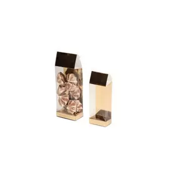 Deluxe confectionery Display Plastic Bags with Color Cardboard Header - 63 x 40 x 220 mm - Gold Mettallic - 120 pcs