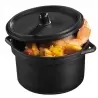 Pastry Chef's Boutique PS343220 Black Plastic Cooking Cocotte with Lid 3oz - 2.8'' x 2.8'' x 2.1'' - 300 pcs Plastic Mini Cup...