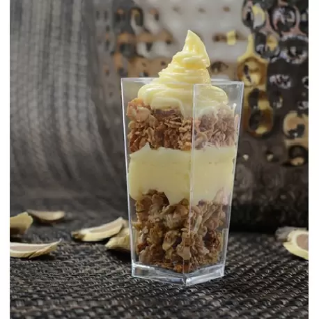 Pastry Chef's Boutique 6418 Clear Tall Square Mini Cups - 1.6" x 3.25" - 3oz - 200 pcs Plastic Mini Cups and Bowls Pastry Chef's Boutique 6418 Clear Tall Square Mini Cups - 1.6" x 3.25" - 3oz - 200 pcs Plastic Mini Cups and Bowls