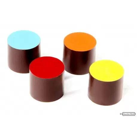 Chocolate World CW1000L28 Magnetic Polycarbonate Round High Cylinder Chocolate Mold - 22.5 x 22.5 x 20 mm - 9.5gr - 4x6 Cavit... Chocolate World CW1000L28 Magnetic Polycarbonate Round High Cylinder Chocolate Mold - 22.5 x 22.5 x 20 mm - 9.5gr - 4x6 Cavit...