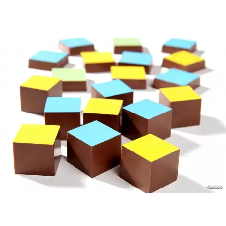 Chocolate World CW1000L20 Magnetic Polycarbonate Straight Cube Chocolate Mold - 23 x 23 x 20 mm - 12gr - 3x6 Cavity - 275x135... Chocolate World CW1000L20 Magnetic Polycarbonate Straight Cube Chocolate Mold - 23 x 23 x 20 mm - 12gr - 3x6 Cavity - 275x135...