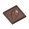 Chocolate World CW2431 Polycarbonate Napolitain Cocoa Bean Chocolate Mold - 34.5 x 34.5 x 4.5 mm - 4.5 gr - 4x7 Cavity - 275x...