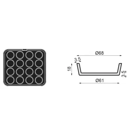 PAVONI Cookmatic Round Tart Shells Plates ø 68 mm x 18 mm - 16 Cavity PAVONI Cookmatic Round Tart Shells Plates ø 68 mm x 18 mm - 16 Cavity