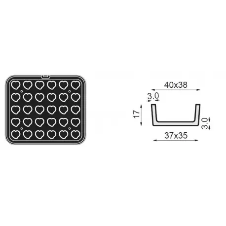 PAVONI Cookmatic Mini Hearts Straight Edges Tart Shell Plates 40 x 38 x 20 mm - 30 Cavity PAVONI Cookmatic Mini Hearts Straight Edges Tart Shell Plates 40 x 38 x 20 mm - 30 Cavity