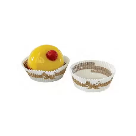 Pastry Chef's Boutique PCB26119 Paper Chocolate Candy Cups No.4 - 1''x 3/4'' - White with Gold Stripes - 1000pcs Chocolate an... Pastry Chef's Boutique PCB26119 Paper Chocolate Candy Cups No.4 - 1''x 3/4'' - White with Gold Stripes - 1000pcs Chocolate an...