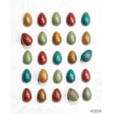 Chocolate World CW1891 Polycarbonate Origami Eggs Chocolate Mold - 33 x 23 x 11 mm - 5.5gr - 3x8 Cavity - Double Mold - 275x1... Chocolate World CW1891 Polycarbonate Origami Eggs Chocolate Mold - 33 x 23 x 11 mm - 5.5gr - 3x8 Cavity - Double Mold - 275x1...
