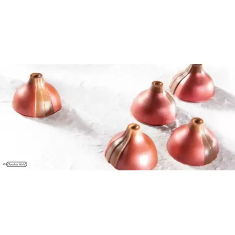 Polycarbonate Dome with Stripe by Shigeo Hirai Chocolate Mold - 28 x 28 x 9 mm - 7gr - 3x6 Cavity - 275x135x24mm Polycarbonate Dome with Stripe by Shigeo Hirai Chocolate Mold - 28 x 28 x 9 mm - 7gr - 3x6 Cavity - 275x135x24mm