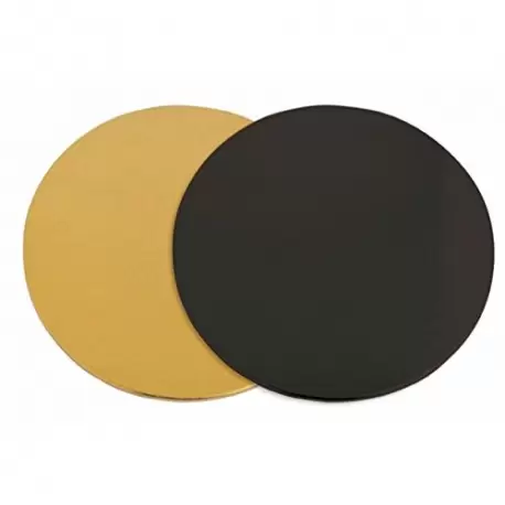 Pastry Chef's Boutique GCB28 Round Double Sided Black / Gold Cake Pastry Boards - Ø 28 cm - 100 pcs Cake Boards Pastry Chef's Boutique GCB28 Round Double Sided Black / Gold Cake Pastry Boards - Ø 28 cm - 100 pcs Cake Boards