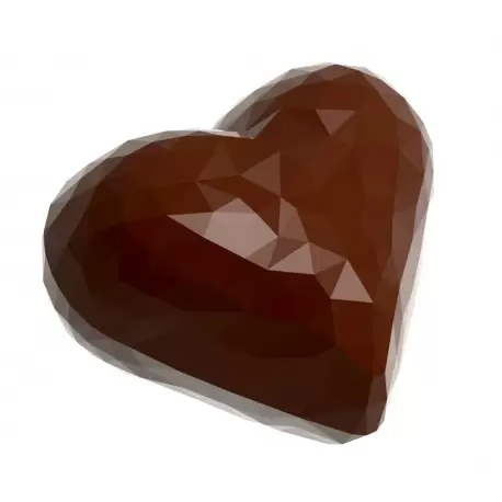 Chocolate World CW1914 Polycarbonate Origami Faceted Small Heart Chocolate Mold- 34 x 28.5 x 12 mm - 6.5gr - 3x7 Cavity - 275... Chocolate World CW1914 Polycarbonate Origami Faceted Small Heart Chocolate Mold- 34 x 28.5 x 12 mm - 6.5gr - 3x7 Cavity - 275...