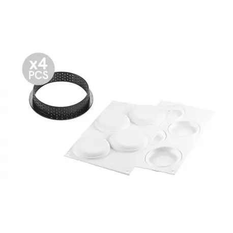 Silikomart Professional KIT TARTE RING Ø100 cm - Ø 100 x 20 mm - 4 Cavity - 80 ml Silikomart Professional KIT TARTE RING Ø100 cm - Ø 100 x 20 mm - 4 Cavity - 80 ml