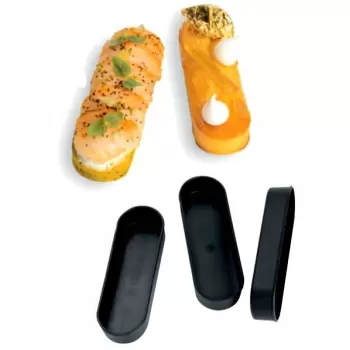 Matfer Bourgeat Exoglass Individual Long Oval Tart or Cake Mold - 13 x 4 x 2 cm - 48 Pieces
