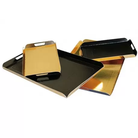 Pastry Chef's Boutique 15984 Black and Gold Folded Tray - Cardboard - 42cm x 28cm - Pack of 25 Plates and Trays Pastry Chef's Boutique 15984 Black and Gold Folded Tray - Cardboard - 42cm x 28cm - Pack of 25 Plates and Trays