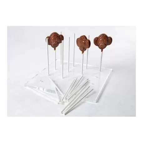 Chocolate World LSTAND Lollipop Stand - Transparent Solid Plexiglass - 180x180x8mm - 16 holes 3,9mm diameter holes Display fo... Chocolate World LSTAND Lollipop Stand - Transparent Solid Plexiglass - 180x180x8mm - 16 holes 3,9mm diameter holes Display fo...