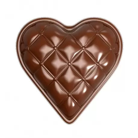 Polycarbonate Heart Bonbonniere Chesterfield Chocolate Mold - 117.5 x 110 x 35 mm - 245gr - 1x2 Cavity - Double Mold - 275x135mm Polycarbonate Heart Bonbonniere Chesterfield Chocolate Mold - 117.5 x 110 x 35 mm - 245gr - 1x2 Cavity - Double Mold - 275x135mm