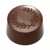 Chocolate World CW1956 Polycarbonate Round Praline Laurel Wreath / Olive Branch Chocolate Mold - 31 x 31 x 16.4 mm - 13gr - 3...