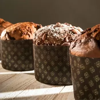 Novacart Corrugated Round Traditional High Style Panettone (Panettone Alto) - 6 5/8'' x 4 5/8'' - 60 pcs - 1 Kg