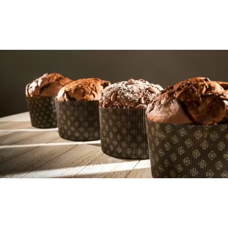 Novacart Corrugated Round Traditional High Style Panettone (Panettone Alto) - 6 5/8'' x 4 5/8'' - 60 pcs - 1 Kg