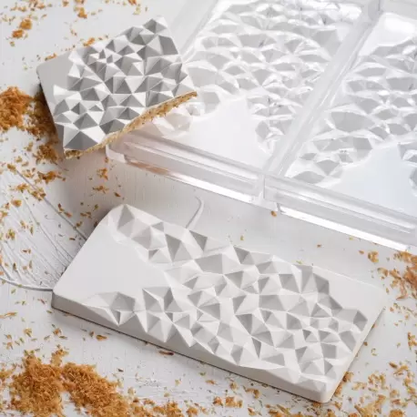 Polycarbonate Chocolate Tablet Bar Mold FRAGMENT by Vincent Vallee - 155 x 77 x 10 mm - 3 pcs - 100 gr - 275 x 175 x 24 mm Polycarbonate Chocolate Tablet Bar Mold FRAGMENT by Vincent Vallee - 155 x 77 x 10 mm - 3 pcs - 100 gr - 275 x 175 x 24 mm