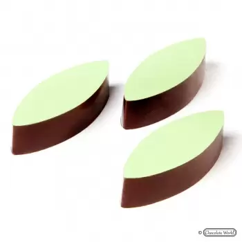Magnetic Polycarbonate Calisson Shape Long Oval Chocolate Mold - 53 x 20 x 12 mm - 10.5gr - 3x4 Cavity - 275x135x24mm