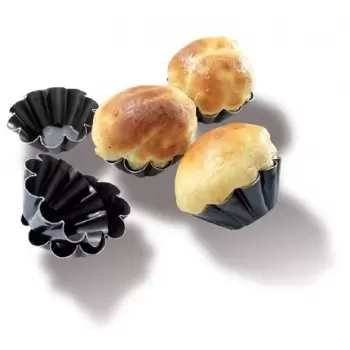 Exopan® Steel Non-Stick Brioche Mold – 14 Flutes - 6 1/3'' x 2 1/2'' - 10 1/2oz.